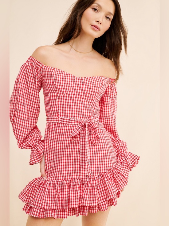 Anthropologie Dresses & Skirts - Anthropologie Maeve Gingham Bare Frill Mini Dress